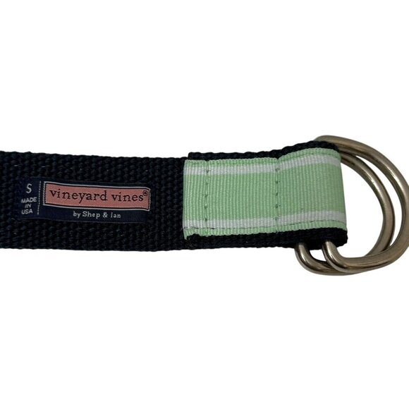 VINEYARD VINES Boys Belt Small 30" Youth Mint Green Navy Blue Whale Logo  D-ring - Picture 4 of 9